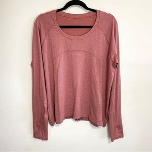Lululemon Swiftly Tech Long Sleeve Shirt 2.0 Race Length Stripe Pink Size 20